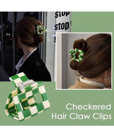 4 Pcs Checkered Hair Claw Clips - Cute Square Checker Barrettes for Girls & Women - Hair Accessories for Thick & Thin Hair - Buy Online on GoSupps.com