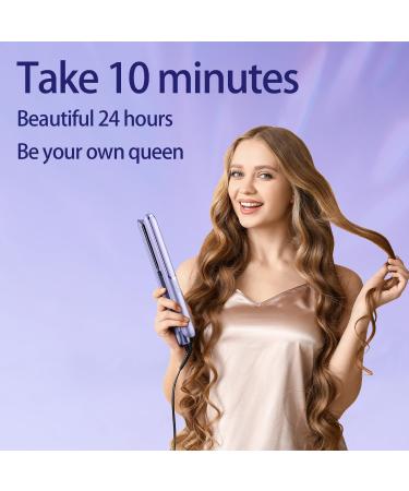 2 in 1 Ceramic Flat Iron & Curler - Professional Titanium Hair Straightener Fast Heating 0.8 Inch - Purple - Buy Online on GoSupps.com