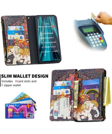 Miago 9 Card Slots Leather Cover for Xiaomi Redmi Note 8 Pro - Colorful Zip Flip Wallet Case & Protective PU Leather Shell - Buy Online on GoSupps.com