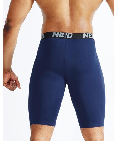 NELEUS Men's Compression Shorts with Pocket - 3 Pack (Black/Grey/Navy Blue) - Buy Online on GoSupps.com