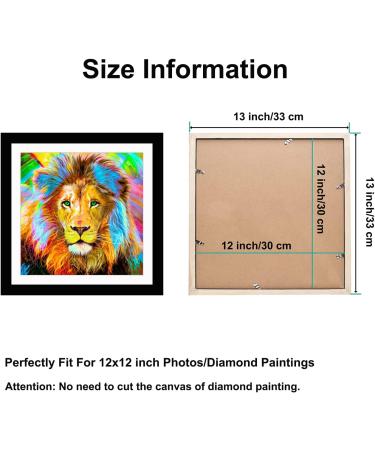 Betionol Diamond Painting Frame 12x12in Black Solid Wood w/ Acrylic Glass & Hanging Kit - Buy Online on GoSupps.com