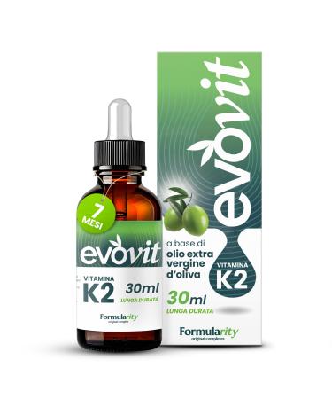 FORMULARITY EVOVIT VITAMIN K2-7 months - Lasts 7 months - In Italian virgin olive oil extra cold pressed - Natural supplement with high bioavailability - Made in Italy - 30ml