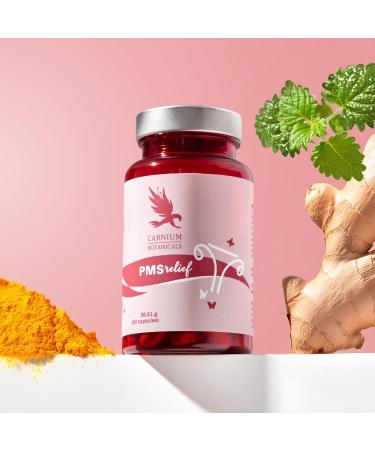 BIO PACK Carnium Botanicals PMS Relief Natural PMS capsules for women with Monks Pepper Agnus Castus Magnesium Ginger Angelica & Vitamin B6 60 vegan capsules - Buy Online on GoSupps.com