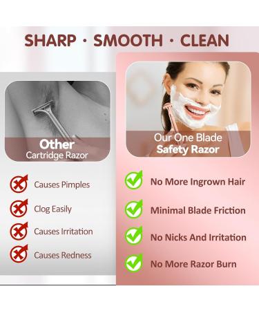 Safety Razor for Women & Men - Long Handle with 15 Stainless Steel Double Edge Blades - Rose Gold | Reduces Razor Burns - Buy Online on GoSupps.com