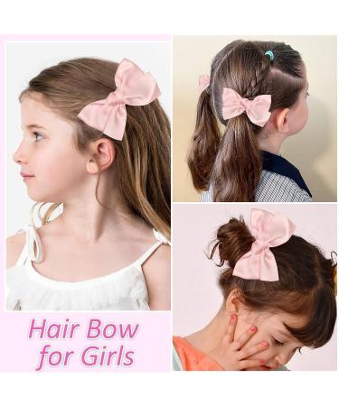 Bolonar Pink Hair Bows 3Pcs - Cute Satin Bowknot Clips for Women & Girls | Alligator Hair Accessories for Toddlers - Pink Ribbon Barrettes - Buy Online on GoSupps.com