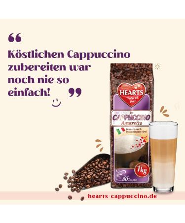 Hearts Cappuccino Amaretto Pack of 2 (2 x 1 kg) instant powder soluble coffee powder 160 cups - Buy Online on GoSupps.com