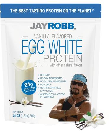 JAYROBB Vanilla Egg White Protein 24 oz 1.5 Pound Bag Vanilla 1.5 Pound (Pack of 1)