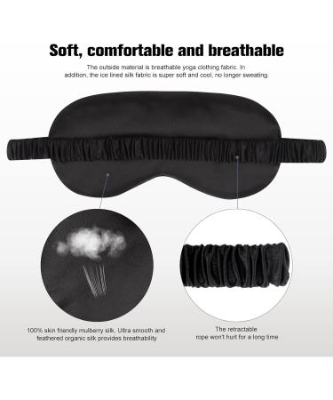 2-Pack Silk Sleep Mask Set - Black+Purple | IEKEODI Eye Mask for Sleeping, Elastic Blackout Eye Mask & Blindfold for Full Night's Sleep, Travel, and Nap - Buy Online on GoSupps.com