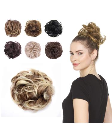 Juvabun Messy Bun Hair Piece Beach Blonde  Hair Pieces for Women & Men Create Full Updos for Events, Everyday Wear  Washable, Realistic, Synthetic Hair Bun Scrunchie - Beach Blonde-6at88