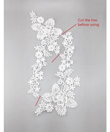Honbay 1 Pair White Lace Flower Leaves Embroidery Applique Patches - Sewing Craft Decoration - Buy Online on GoSupps.com