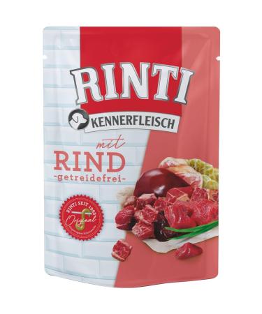 RINTI Kennerfleisch Beef | 10 x 400 g | Complete food for adult dogs in a freshness bag | Grain-free food with high meat content | To regulate digestion