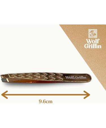 Wolf & Griffin Rose Gold Precision Tweezers - Professional Slanted Stainless Steel with Case | Ultimate Quality for Flawless Grooming - Buy Online on GoSupps.com