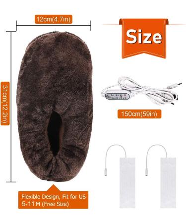 Amonida Electrical Foot Warmers - Adjustable 3-Heat 5V Heated Shoes with Dual Zippers (Coffee) - Perfect for All Seasons | Buy Internationally - Buy Online on GoSupps.com