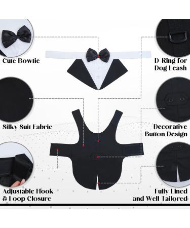 Dog Wedding Suit Tuxedo for Small Medium & Large Dogs - Formal Party Outfit with Removable Bandana (Black Size L) - Buy Online on GoSupps.com
