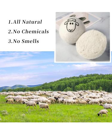 Organic XL Wool Dryer Balls - 6 Pack Sheep Pattern | Cute Fabric Softener | Shorten Drying Time | Reusable Laundry Essential - Buy Online on GoSupps.com