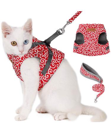 Etopar's cat dishes and line set adjustable cat vest jacket for kittens cat breasts ultra -light breakout adjustable for pets puppies S red