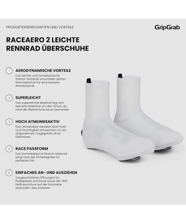 GripGrab RaceAero 2nd Edition Thin Summer Road Bike Overshoes - Lightweight Aero Cycling Overshoes for Time Trial Racing - White - Buy Online on GoSupps.com