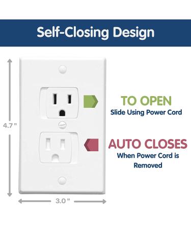 6-Pack Self Closing Outlet Covers - White  Easy to Install Baby Proof Outlet Covers with 12 Clear Outlet Plug Covers for Child Electrical Safety - Baby Proofing Electrical Outlets Made Easy by Wittle - Buy Online on GoSupps.com