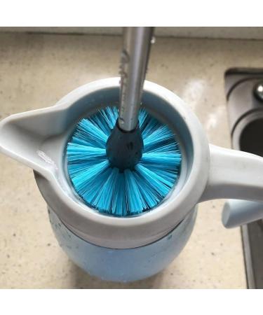 Food-grade Nylon Bristles Scrub Brush Glass Ceramic Bottle Cleaner Long Handle Cup with Stainless Steel Blue - Buy Online on GoSupps.com