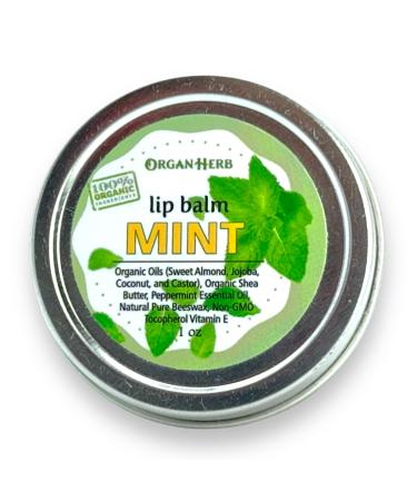 Organic Mint Lip Balm 1 oz Hydrating Mint Essence by OrganHerb