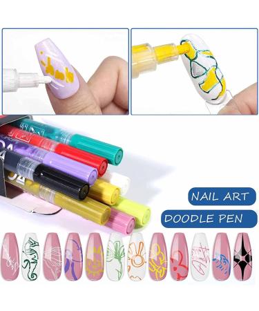 U-Shinein 12 Colors Nail Art Pens - Waterproof Nail Art DIY Painting Pen Kit - Quick Dry & Easy to Use - Nail Point Liner for Drawing Graffiti & Doting Flower Designs - 1.00 ml (Pack of 1) - Buy Online on GoSupps.com