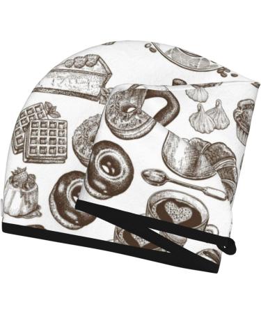 Vintage Microfiber Hair Towel - Soft & Super Absorbent Quick Dry Wrap for Long Curly & Thick Hair | Coffee & Desserts Style - Buy Online on GoSupps.com