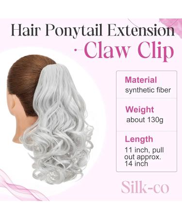 Silk-co 11 Silver Grey Short Curly Ponytail Extension Hair Piece - Clip in, Classic Natural Look - 11 Inch - Buy Online on GoSupps.com