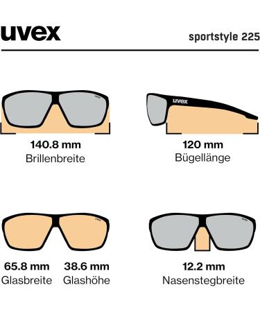 Uvex Unisex Sportstyle 225 Sports Glasses - One Size Black Mat/Silver | Premium UV Protection & Style for Every Sport - Buy Online on GoSupps.com