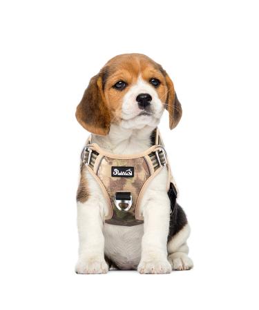 Eyin dog harness for small dogs adjustable breathable reflective padded and breathable breast dishes with handle and front bracket for daily training (camouflage s) s (neck: 32-46cm breast: 35-63cm) Tarngelb