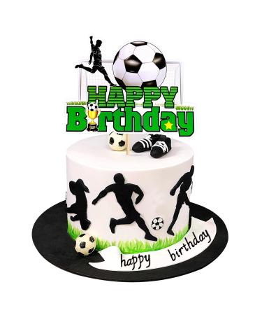 Ercadio 1 Pack Football Happy Birthday Cake Toppers Football Player Cupcake Picks Football Happy Birthday Cake Picks for Sport Theme Baby Shower Birthday Party Cake Decoration Supplies Pattern-4