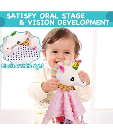 Unicorn Lovely Soothing Security Toy with Tags Teether Blanket - Soft Baby Blanket for Boys and Girls | Newborn Snuggle Toy & Teether | Baby Animal Gifts - Pink B - Buy Online on GoSupps.com