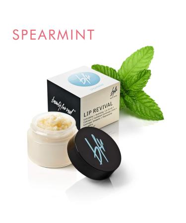 Beauty For Real Lip Revival Spearmint - Organic Exfoliating & Hydrating Sugar Lip Scrub for Dry Chapped Lips - Vegan Essential Oils - 0.15 oz - Buy Online on GoSupps.com