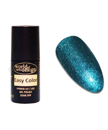World of Nails-Design Easy Color LED/UV Polish Gel Hybrid Varnish Soak Off Gel removable- Glitter Petrol 6 ml