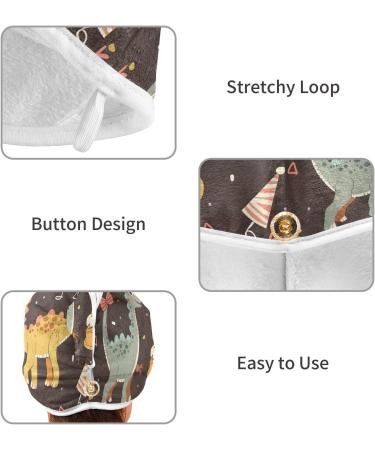 Colorful Dinosaur Hair Towel 2 Pack | Super Absorbent Quick Dry Turbans for Women & Girls - Buy Online on GoSupps.com