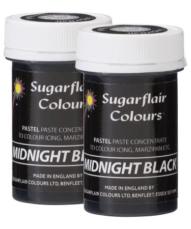 Sugarflair Midnight Black Pastel Food Colouring Paste Highly Concentrated for Use with Sugar Pastes Buttercream Royal Icing or Cake Mix Subtle Colour Dye - 25g (Pack of 2)