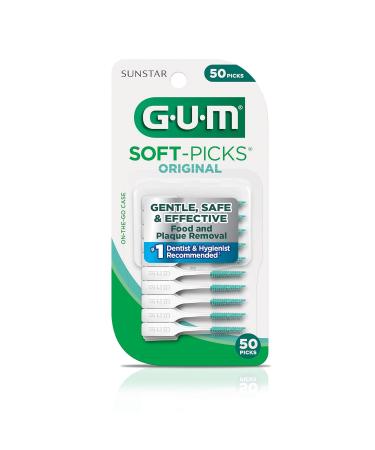 GUM Soft-Picks Original - Dentist Recommended Dental Picks for Easy Teeth Cleaning | 50ct (6pk) Interdental Brushes with Carry Case - Buy Online on GoSupps.com