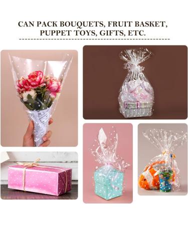 NUOBESTY Cellophane Wrap Roll - Clear White Dot Pattern Florist Paper for Gift Wrapping, Flowers, Crafts, and Food - Buy Online on GoSupps.com