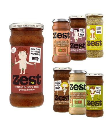 Zest Pasta Sauce Pick N Mix - Create Custom Combo with 6+ Flavours | Basil Oregano Spanish Mushroom Tomato Chilli Tomato Maspone | Gift Set for Pasta Sauce Lovers - Pack of 5 x 340g