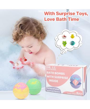 DR. LU Bath Bombs Gift Set for Kids 6PCS Shower Bath Bombs with Surprise Toys Inside Handmade Natural and Organic Bubble Bath Bombs Birthday Christmas Gifts for Girls and Boys 6 Count (Pack of 1) - Buy Online on GoSupps.com
