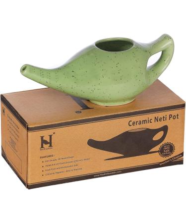 HealthGoodsIn Premium Handcrafted Ceramic Neti Pot - Freckle Pattern Green - Buy Online on GoSupps.com