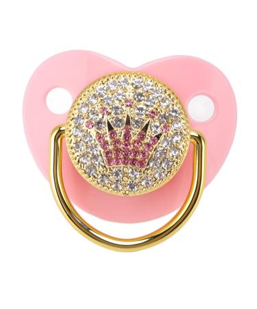 Alomejor Baby Pacifier Ultra Light Soft Bling Silicone Newborn Pacifier for 6 18 Months Infant Pink