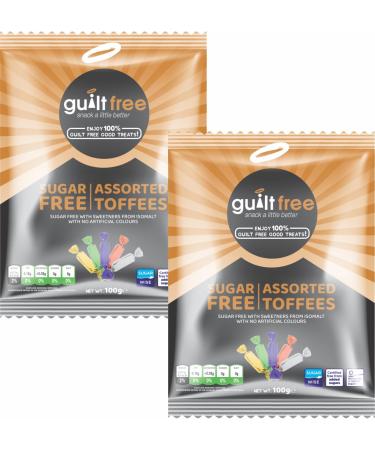 Guiltfree Sugar Free Assorted Toffees Retro Classic Sweet Milk Chocolate Toffee Sweets | for Diabetic Gift Hamper Basket Available - Perfect for Gifting | 100g (Pack of 2)