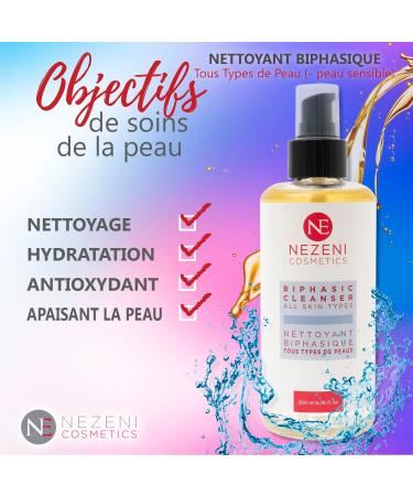 Nezeni BIPHASE Cleanser 200 ml | Niacinamide Salicylic Acid Bakuchiol Vit C | 9 active ingredients | Vegan | For normal combination and oily skin | LOW IN PRESERVATIVES - Buy Online on GoSupps.com