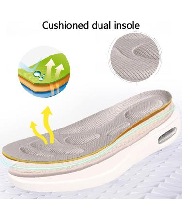 SDEQA Women's Diabetic Shoes - Adjustable Slippers for Swollen Feet - Non-Slip Wide Walking Shoes for Edema and Elderly - Grey, Size 5.5 - Buy Online on GoSupps.com