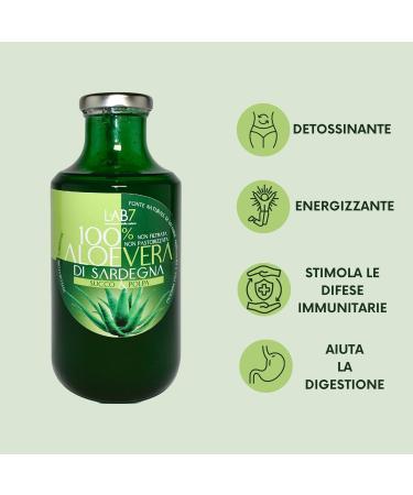  Lab7 LAB7 Pure Aloe Vera Juice from Sardinia - 500ml - Glass Bottle - Unfiltered Unpasteurized 1 item - Buy Online on GoSupps.com