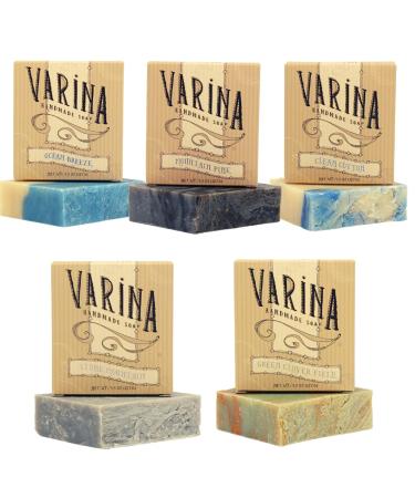 Varina Natural Fresh Variety Bar Soap - Gentle Cleansing for Sensitive Skin Fresh - 5 Pack - Experience Healthy and Glowing Skin Fresh Variety 1 Count (Pack of 5)