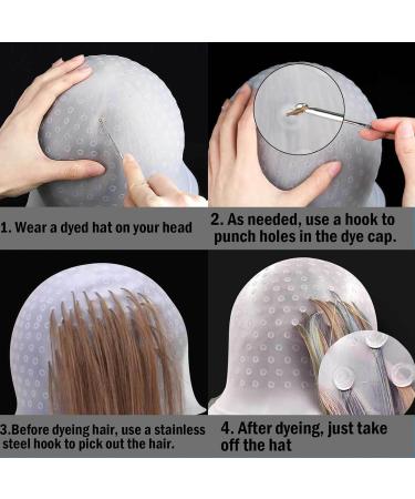 5 Piece Set Highlighting Cap Highlighting Kit Highlights Hair Dye Kit Hair Coloring Brushes And Needle Highlighting Frosting Cap Professional Salon Silicone Hairdressing Tools For Women Men - Buy Online on GoSupps.com