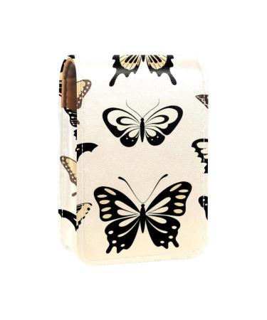 Travel Lipstick Organizer Case Lipstick Case Portable Makeup Bag With Mirror Butterflies Hand Drawn N021o7cryr