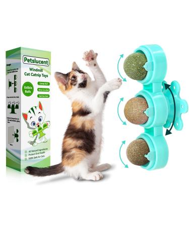 Petslucent Catnip Ball for Cats Wall, 3in1 Cat Toys Wall Ball Mint Balls Lick Roller, Cat Nip Silvervine Edible Kitty Safe Healthy Kitten Teeth Cleaning Dental Cat Toy Chew Toys Indoor Blue - Buy Online on GoSupps.com
