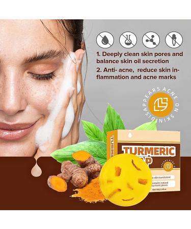 TBeautfave Turmeric Soap Natural Soap for Face & Body Organic Soap Turmeric Brightening Soap Handmade Soap Bar for for Acne & Dark Spots Moisturizing Deep Cleansing Erase Fine Lines - Buy Online on GoSupps.com